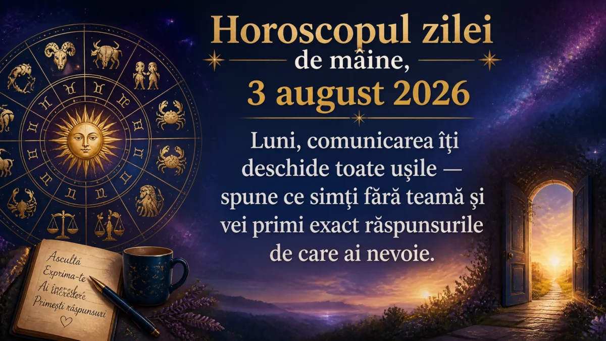 Horoscopul zilei de mâine, 3 august 2026. Luni, comunicarea îți deschide toate ușile — spune ce simți fără teamă și vei primi exact răspunsurile de care ai nevoie