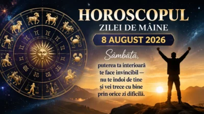 Horoscopul zilei de mâine, 8 august 2026. Sâmbătă, puterea ta interioară te face invincibil — nu te îndoi de tine și vei trece cu bine prin orice zi dificilă