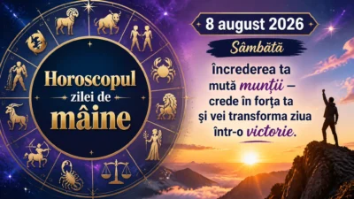 Horoscopul zilei de mâine, 8 august 2026. Sâmbătă, încrederea ta mută munții — crede în forța ta și vei transforma ziua într-o victorie