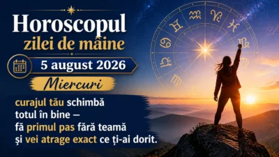 Horoscopul zilei de mâine, 5 august 2026. Miercuri, curajul tău schimbă totul în bine — fă primul pas fără teamă și vei atrage exact ce ți-ai dorit