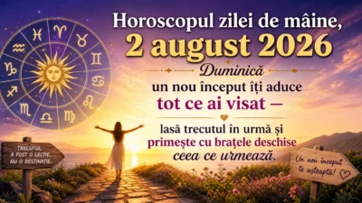 Horoscopul zilei de mâine, 2 august 2026. Duminică, un nou început îți aduce tot ce ai visat — lasă trecutul în urmă și primește cu brațele deschise ceea ce urmează