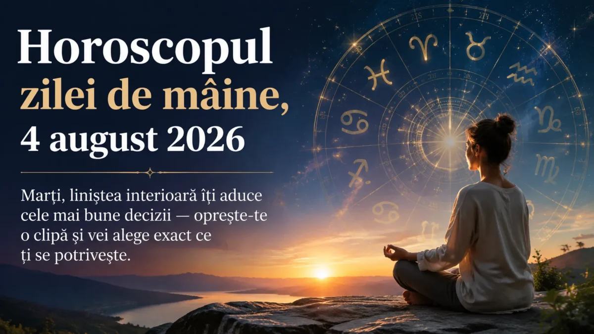 Horoscopul zilei de mâine, 4 august 2026. Marți, liniștea interioară îți aduce cele mai bune decizii — oprește-te o clipă și vei alege exact ce ți se potrivește