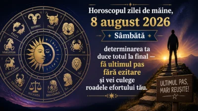 Horoscopul zilei de mâine, 8 august 2026. Sâmbătă, determinarea ta duce totul la final — fă ultimul pas fără ezitare și vei culege roadele efortului tău