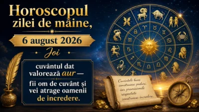 Horoscopul zilei de mâine, 6 august 2026. Joi, cuvântul dat valorează aur — fii om de cuvânt și vei atrage oamenii de încredere