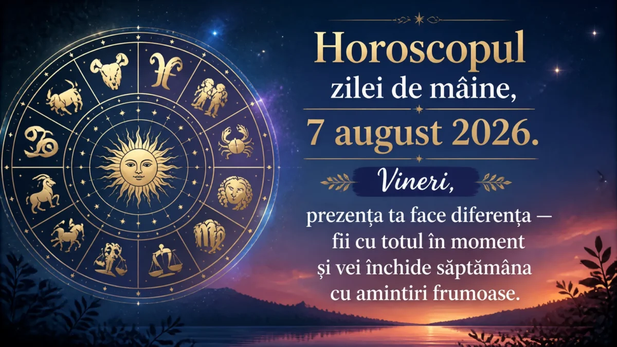 Horoscopul zilei de mâine, 7 august 2026. Vineri, prezența ta face diferența — fii cu totul în moment și vei închide săptămâna cu amintiri frumoase