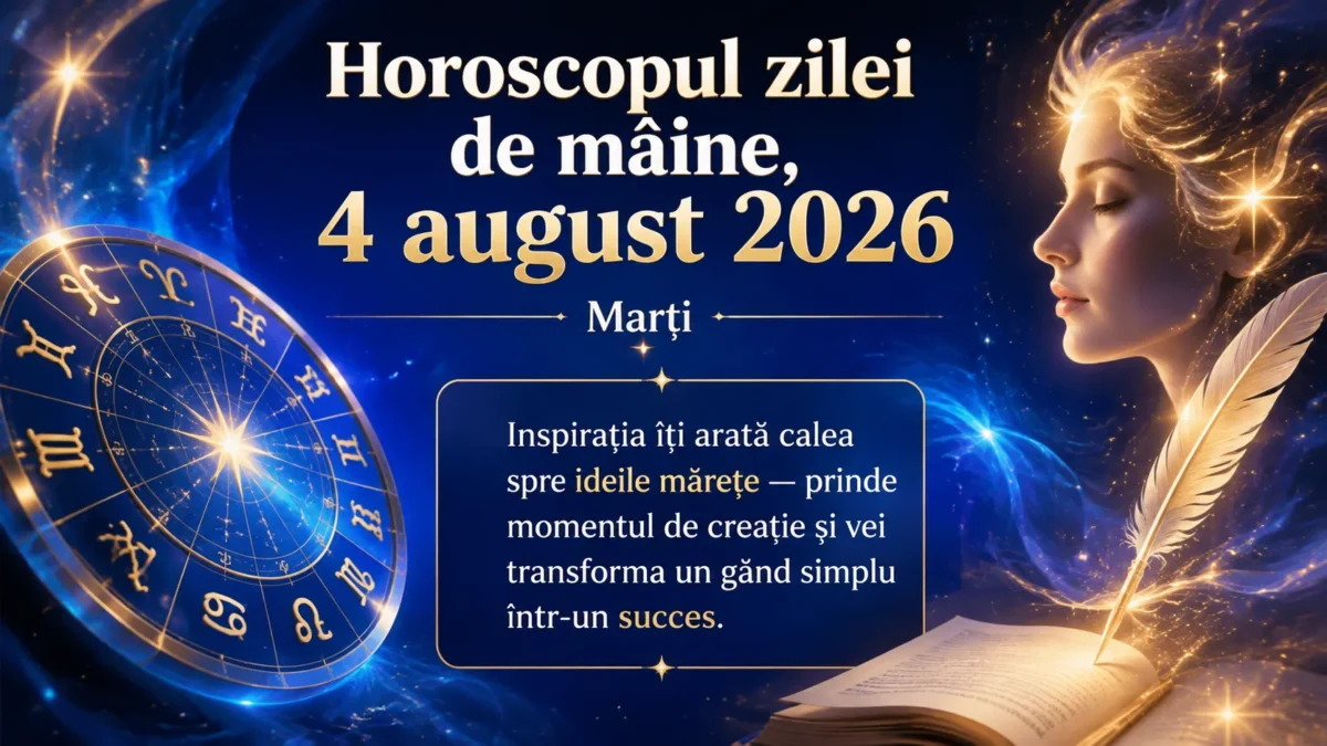 Horoscopul zilei de mâine, 4 august 2026. Marți, inspirația îți arată calea spre ideile mărețe — prinde momentul de creație și vei transforma un gând simplu într-un succes