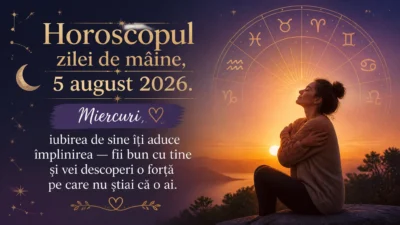 Horoscopul zilei de mâine, 5 august 2026. Miercuri, iubirea de sine îți aduce împlinirea — fii bun cu tine și vei descoperi o forță pe care nu știai că o ai