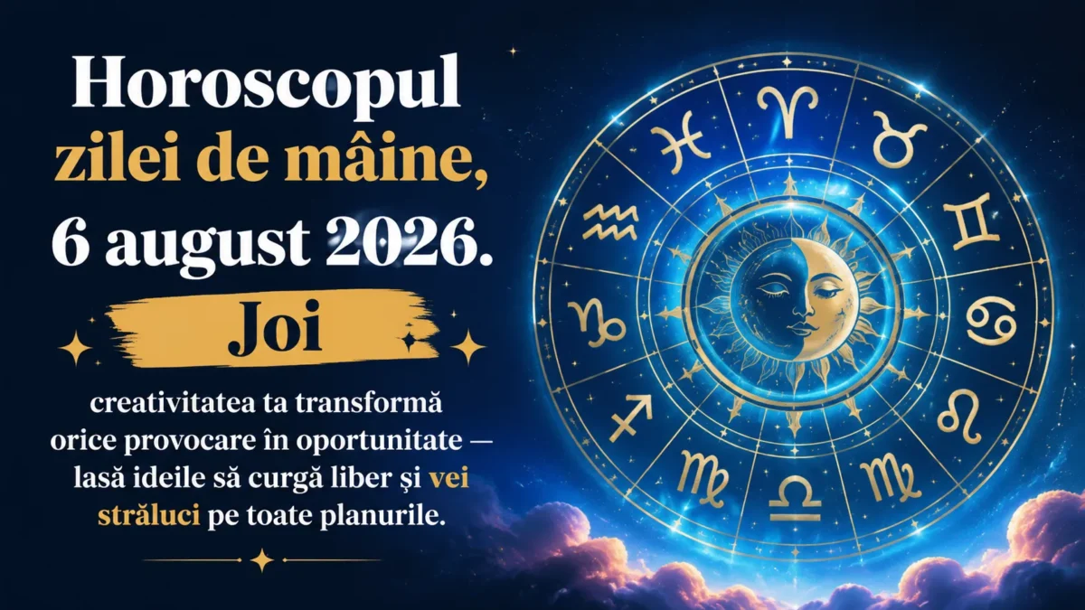 Horoscopul zilei de mâine, 6 august 2026. Joi, creativitatea ta transformă orice provocare în oportunitate — lasă ideile să curgă liber și vei străluci pe toate planurile