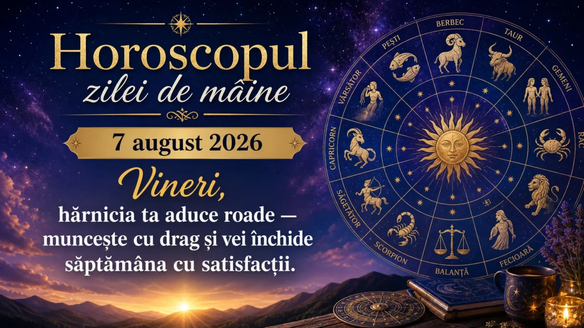 Horoscopul zilei de mâine, 7 august 2026. Vineri, hărnicia ta aduce roade — muncește cu drag și vei închide săptămâna cu satisfacții