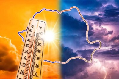 Vreme extremă în România. Caniculă de 38 de grade în sud și furtuni violente în restul țării