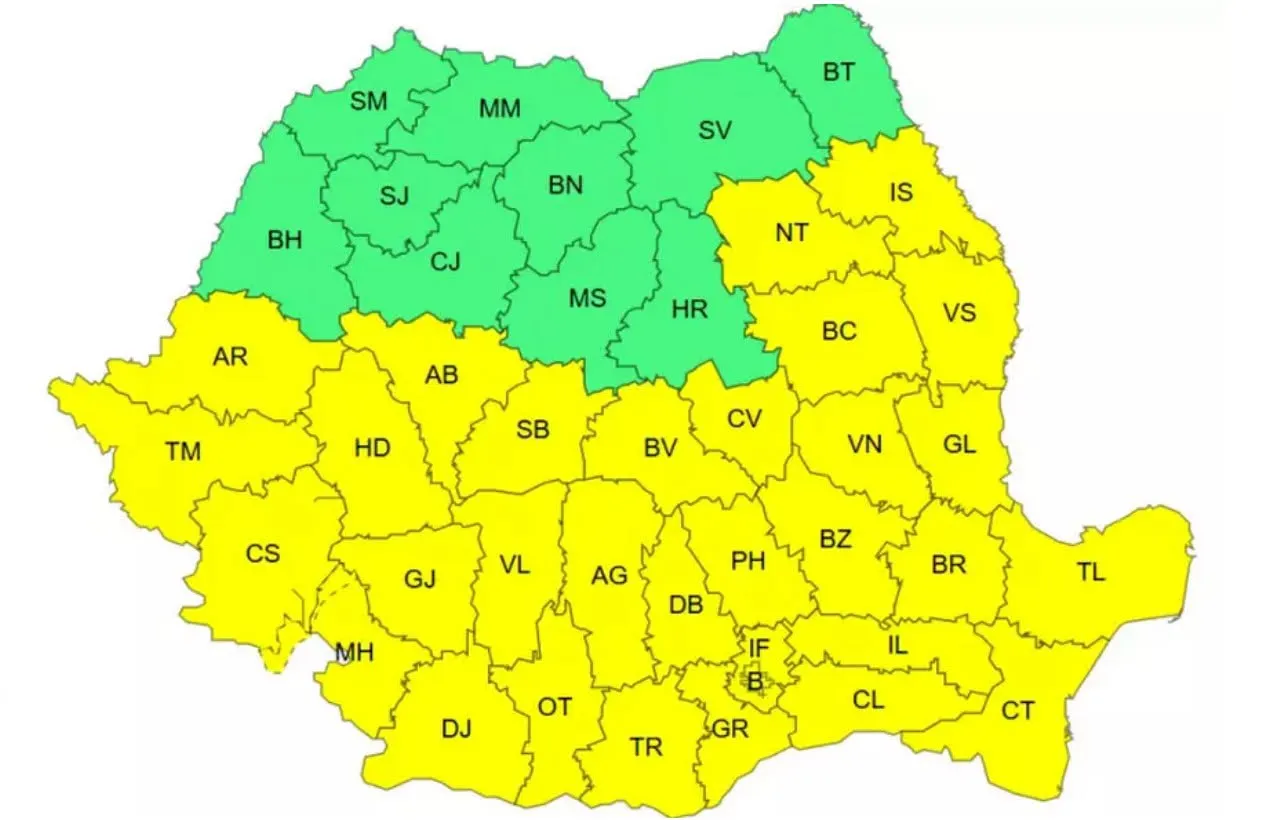 Nou val de caniculă în România. Temperaturile urcă până la 36 de grade în zeci de județe sub Cod galben
