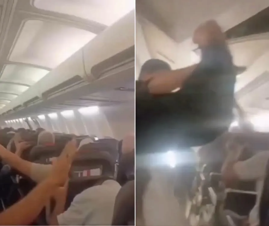 Momente de panică într-un avion. Tavanul cabinei s-a prăbușit în timpul zborului