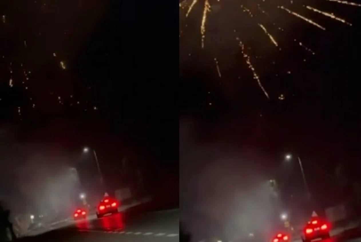 Trafic blocat în Predeal de un șofer care a aprins artificii în mijlocul drumului. Bărbatul este cercetat penal